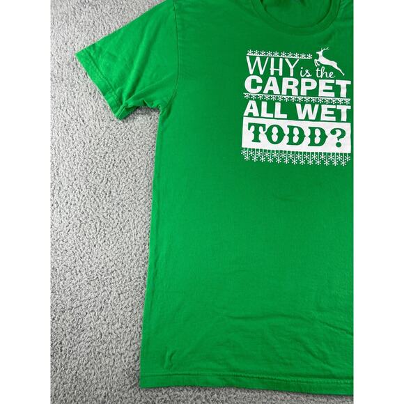 National Lampoons Christmas Vacation Shirt Mens Large Green Why Is Carpet Wet - Picture 4 of 11